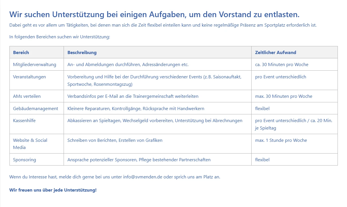 Wir suchen Unterstützung