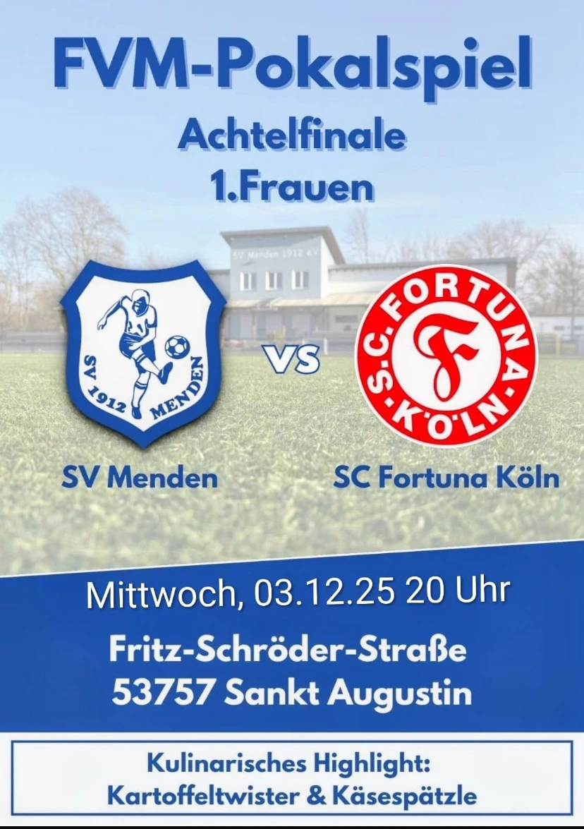 Am 03.12. findet das Nachhol-Pokalspiel statt. Wir freuen uns über zahlreiche Unterstützung!