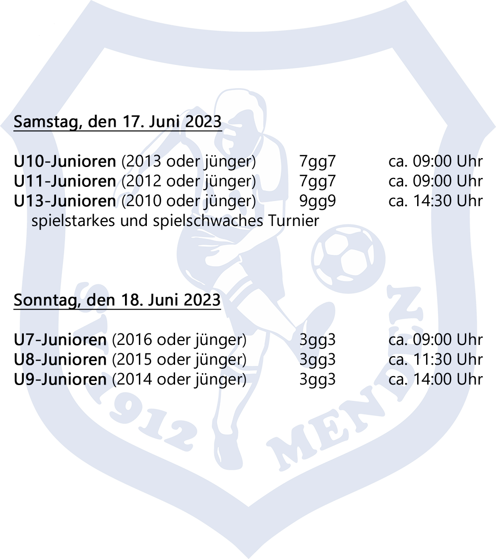 SV Menden Junior Cup Juni 2023 - Turnieranmeldung