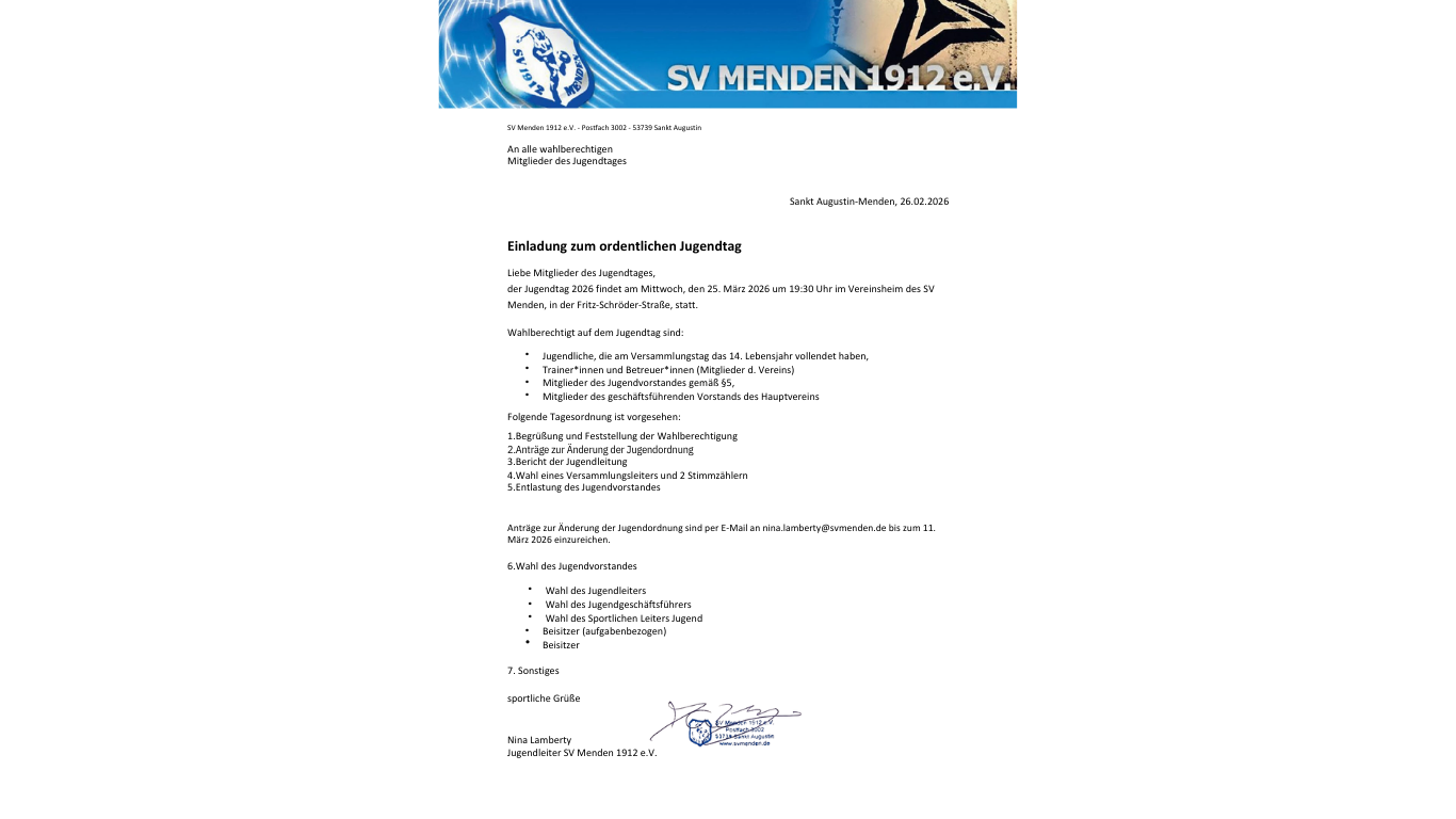 Einladung Jugendwahlen